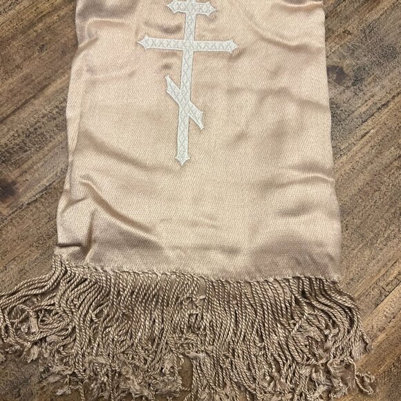 Large Scarf With Orthodox Three Bar Cross embroidery - Picture 2 of 2
